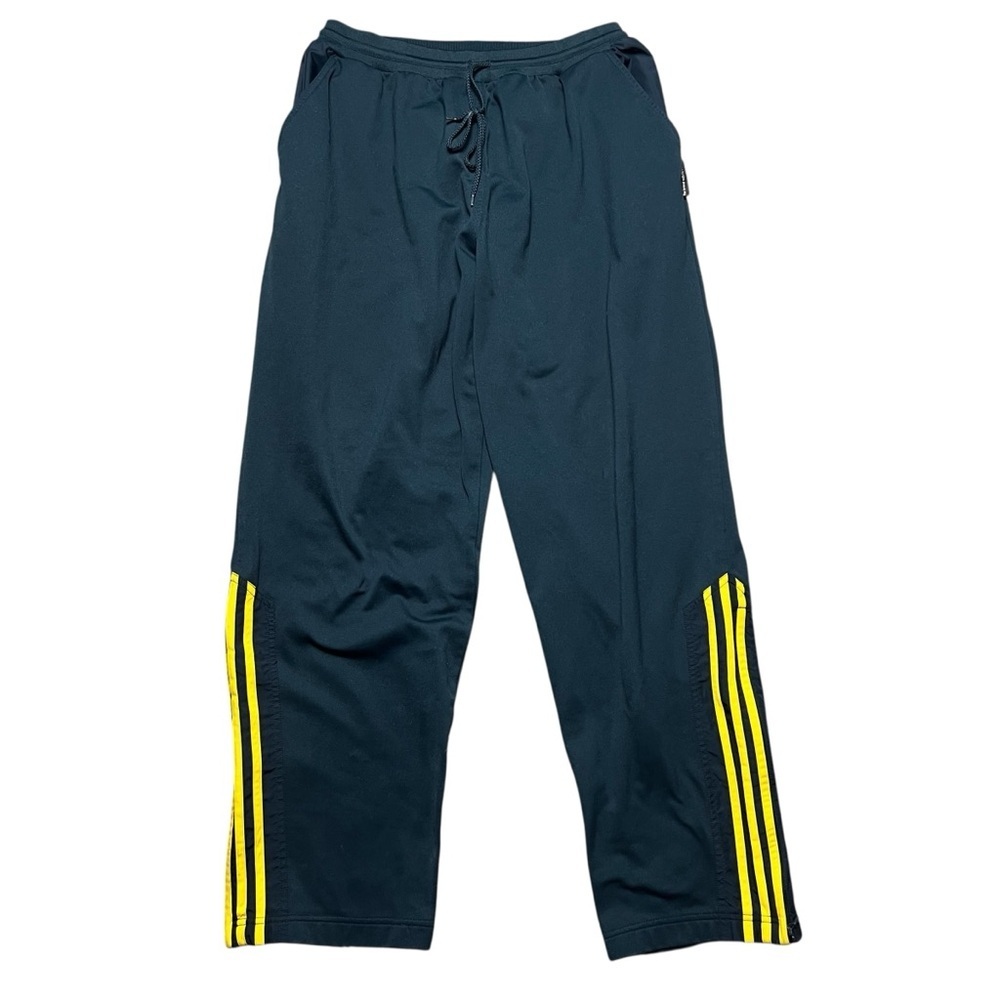 Vintage Adidas Pants Mens Size L Blue Track Baggy Y2K Ankle Zip Side Stripe L